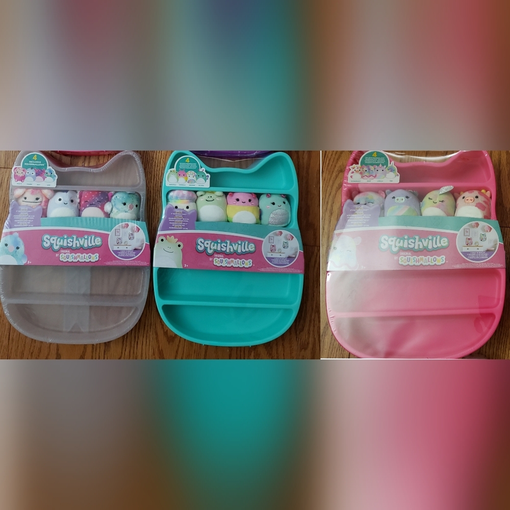 BUNDLE of 3 Squishmallow Squishville Display Case New SEALED(Teal, Pink, Clear)